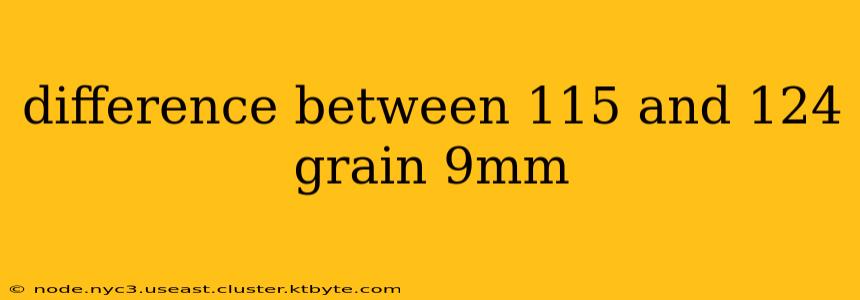 difference between 115 and 124 grain 9mm