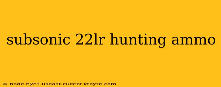 subsonic 22lr hunting ammo